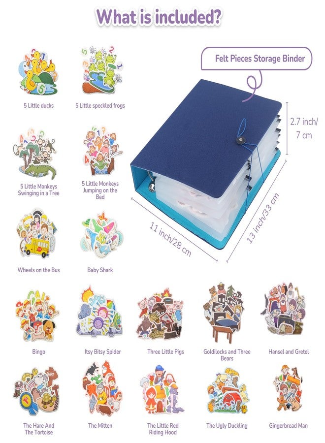 CHEFAN 16 Pack Felt Board Stories Set,Flannel Board Stories with a Felt Storage Binder for Preschool Activities,Included 5 Little Ducks,Wheels On Bus,Three Little Pigs and Little Red Riding Hood - Image 3